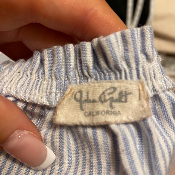 Brandy Melville blue and white pin stripe long sleeve off the shoulder top - Picture 3 of 3